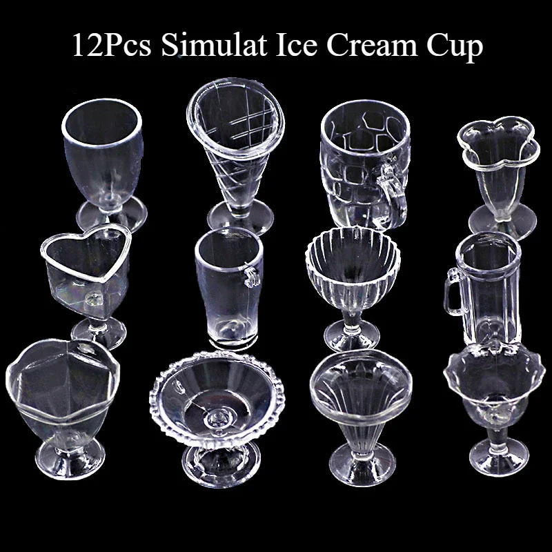 12pcs Simulated Ice Cream Cup Christmas Gift Girl's Handmade Diy Guka Simulation Cream Glue Sticker Material Pack