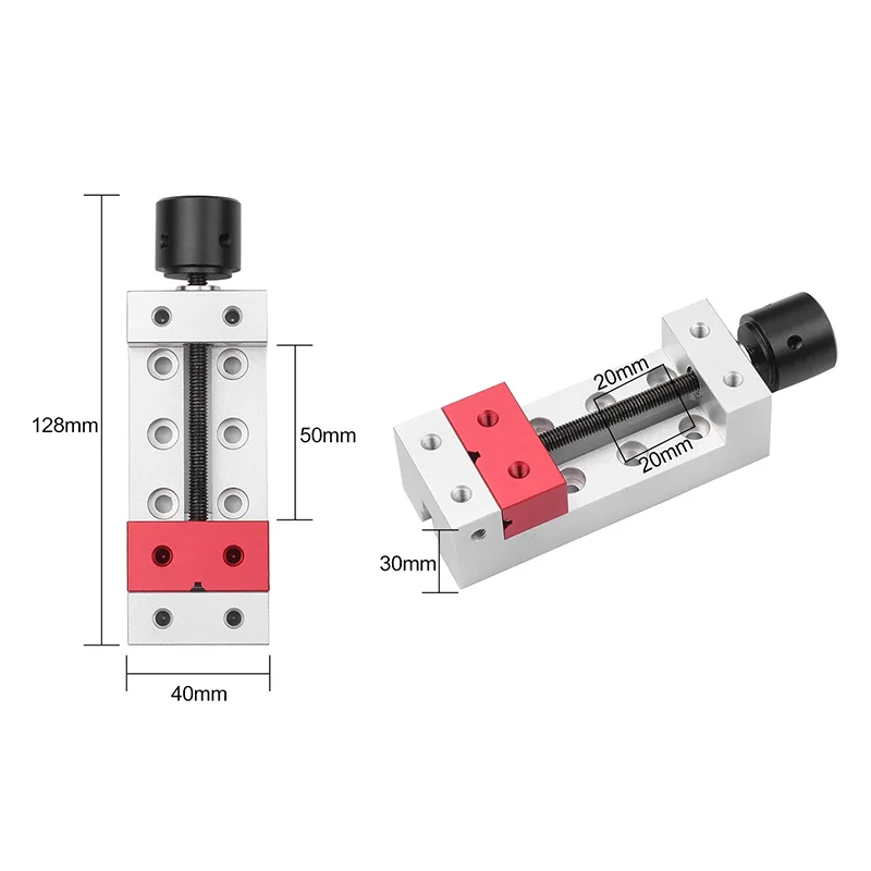 Mini abrazadera plana de aluminio, herramienta de fijación, tornillo de banco, prensa de taladro, 50mm