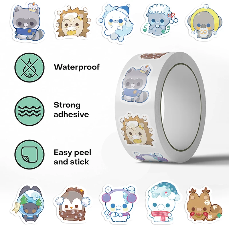 500 قطعة الشتاء الحيوانات الصغيرة ملصق مدرسة المعلم مكافأة الطفل القرطاسية مذكرات الديكور ملصق الهاتف الأمتعة الغيتار الشارات لعبة