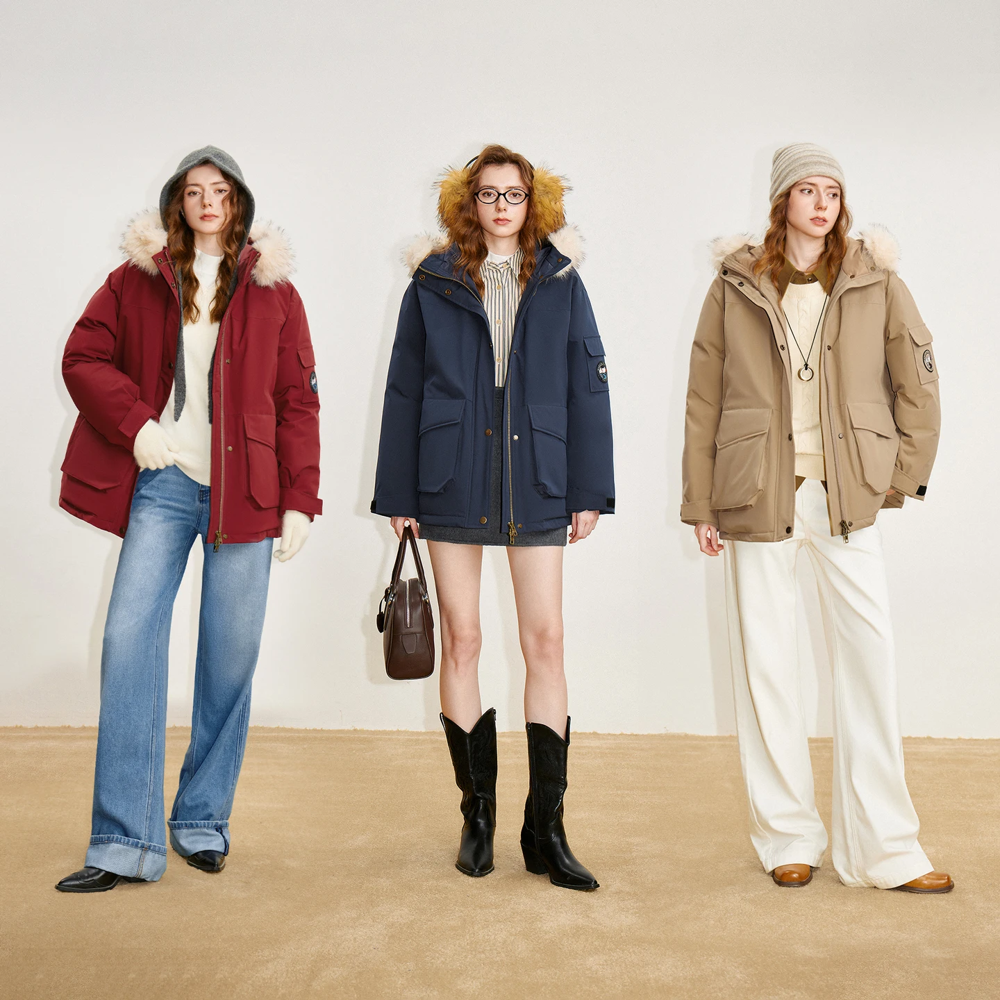 TOYOUTH Vrouwen 90% Donsjack 2025 Winter Nieuwe bontkraag Capuchon Grote Zak Werkkleding Stijl Outdoor Warme Jas Jas