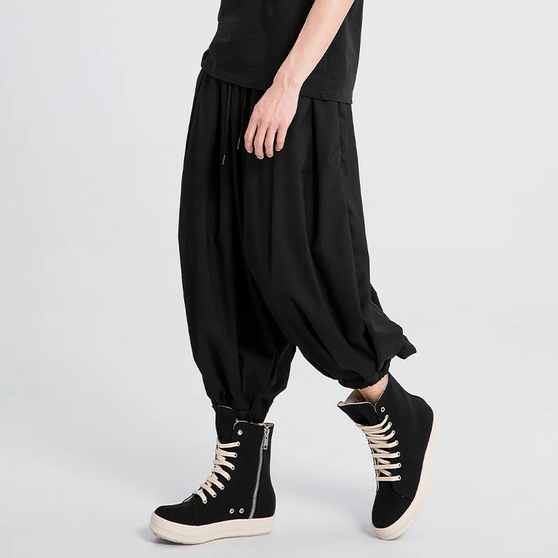 

Men's Casual Pants X093 Japanese Loose Fashion Casual Wide Leg Dark Style Personality High Street Men's Jogger Nine-Point Pants