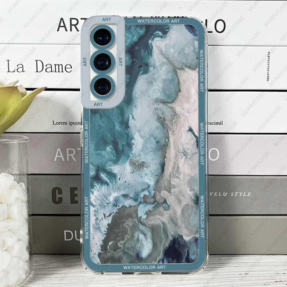 Case For Samsung Galaxy S24 S20 S21 FE S22 S23 Ultra A13 A32 A33 A50 A52 A53 A73 A54 A14 Soft Cover Watercolor art