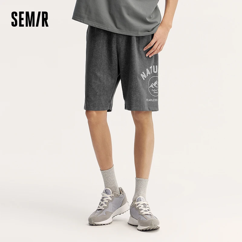 Semir Men Casual Shorts 2024 Summer New Loose Fit Straight-Leg Pants Trendy Printed Shorts Retro Washed Work Pants For Men