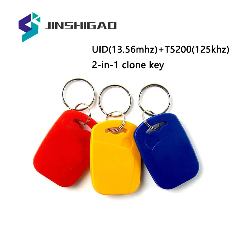 IC + ID UID kartu kunci komposit dapat ditulis ulang Keyfob frekuensi Chip ganda RFID 125KHZ T5577 EM4305 + 13.56MHZ dapat diubah dapat ditulis