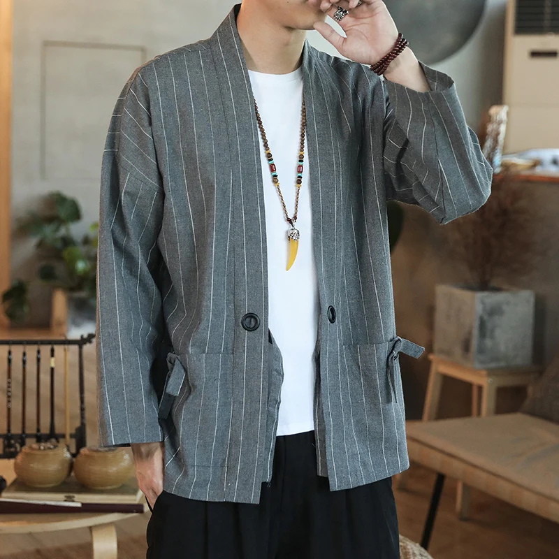 

Japanese kimono, cardigan, men's kimono, traditional kimono, fashionable cotton kimono, jacket, linen fabric, Asian overcoat