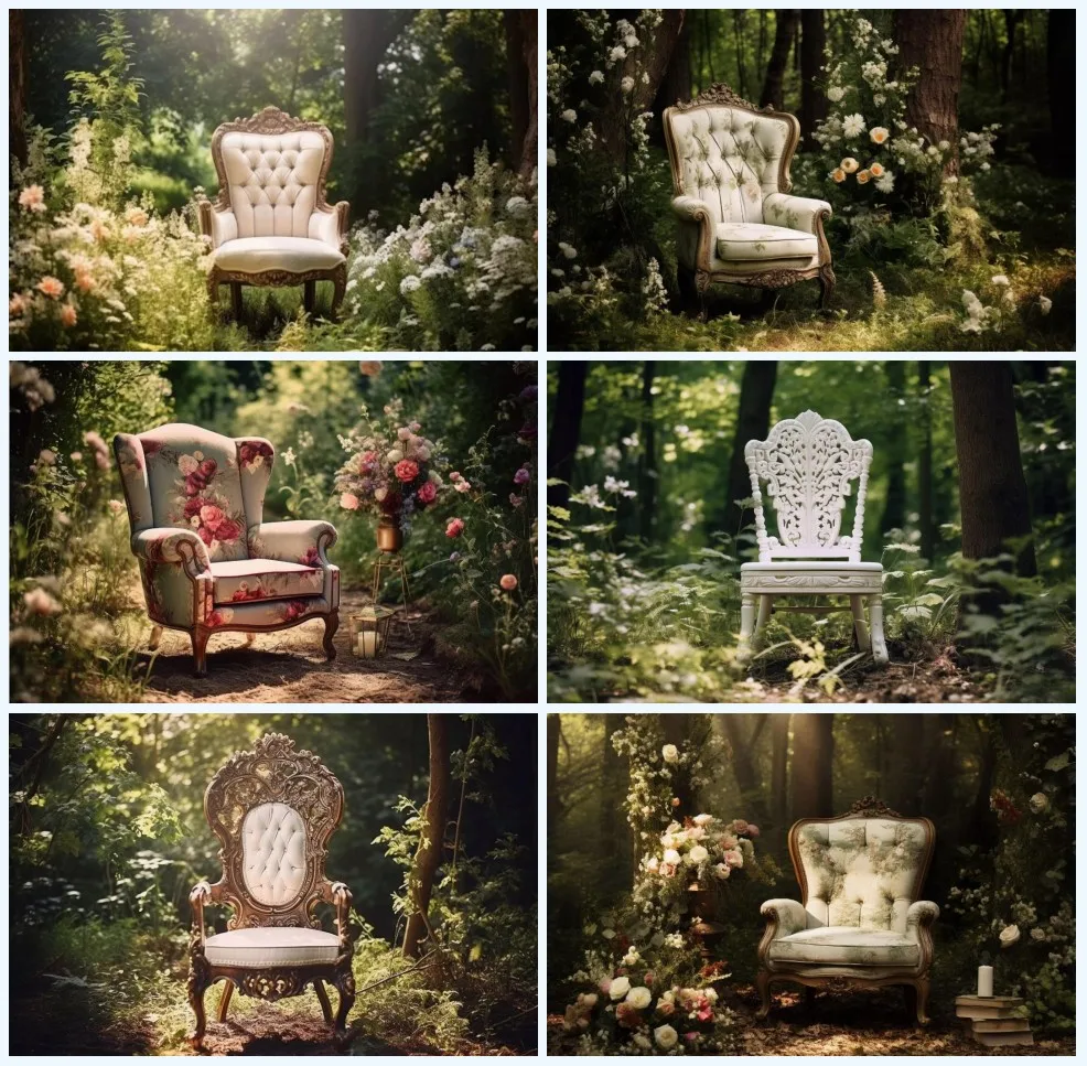 Mehofond Photography Background Chair in Woodland Forest Maternity Family Wedding Photo Backdrop Photobooth Props Photozone