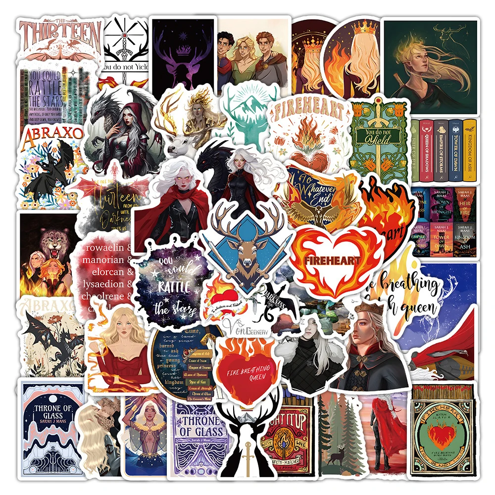 10/30/53pcs Novel Throne of Glass Stickers Cool Cartoon Graffiti Decal Kid Toy Gift DIY Suitcase Luggage Phone Car Decor Sticker