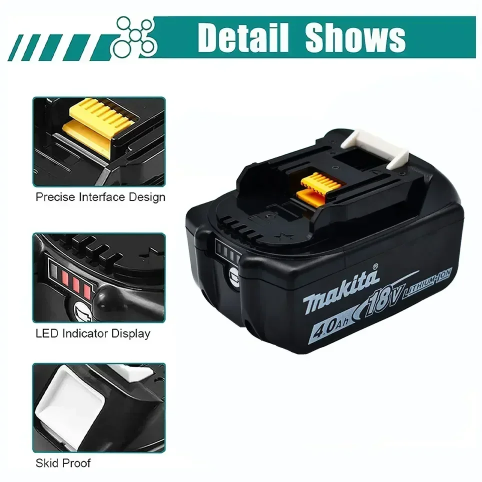 Original Makita 18V 4.0Ah Battery for Makita 18V Battery Rechargeable Replacement BL1840 BL1850 BL1860 BL1860B Tools