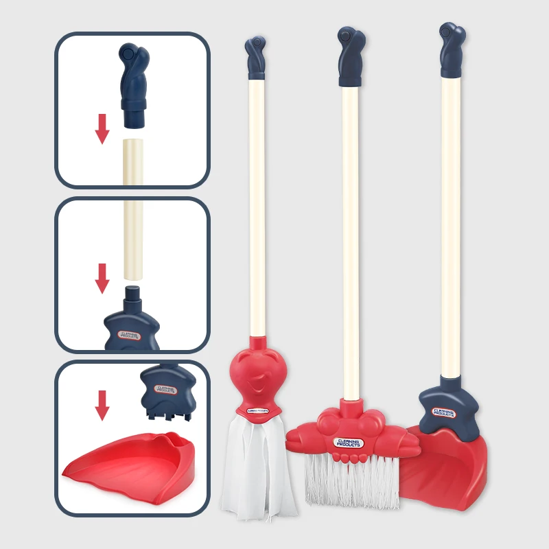 9 pièces ensemble de jouets de nettoyage de maison vadrouille balayage pelle à poussière outil de Simulation brosse savon jeu de Simulation cadeau de noël (couleur aléatoire)