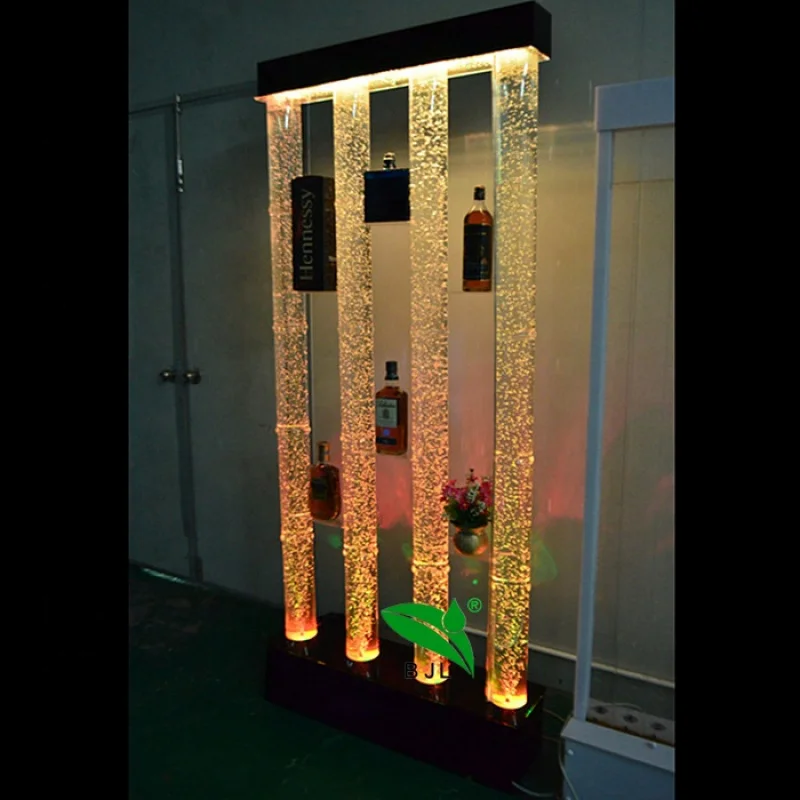 (Customized) luxury wine cabinet led water bubble tube lighting bar display cabinet