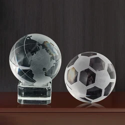 40mm Transparent Crystal Ball Laser Engraving Snow Globe World Earth Planet Football Pattern Glass Art Christmas Room Ornament
