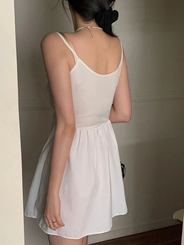 Chic Summer Simple Elegance Splice ature Ballet Sle Versatile Svel Strap Dr Women's Faion Commute High Waist...