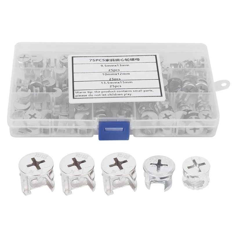 

75pcs Thickening Three In One Connector Eccentric Wheel Connector Furniture Hardware Diameter 15mm/13mm/12mm