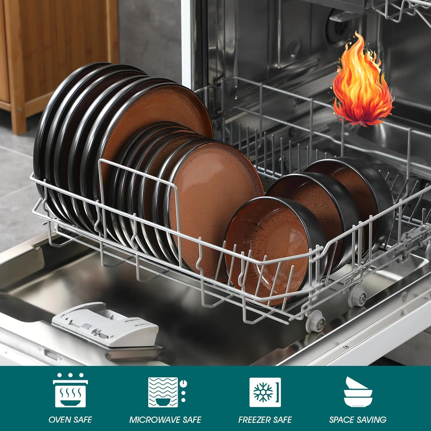 

Plates and Bowls Sets, 24 Pieces Stoneware Dinnerware Sets for 8, Kitchen Dish Set Mircowave and Dishwasher Safe Dinner Set