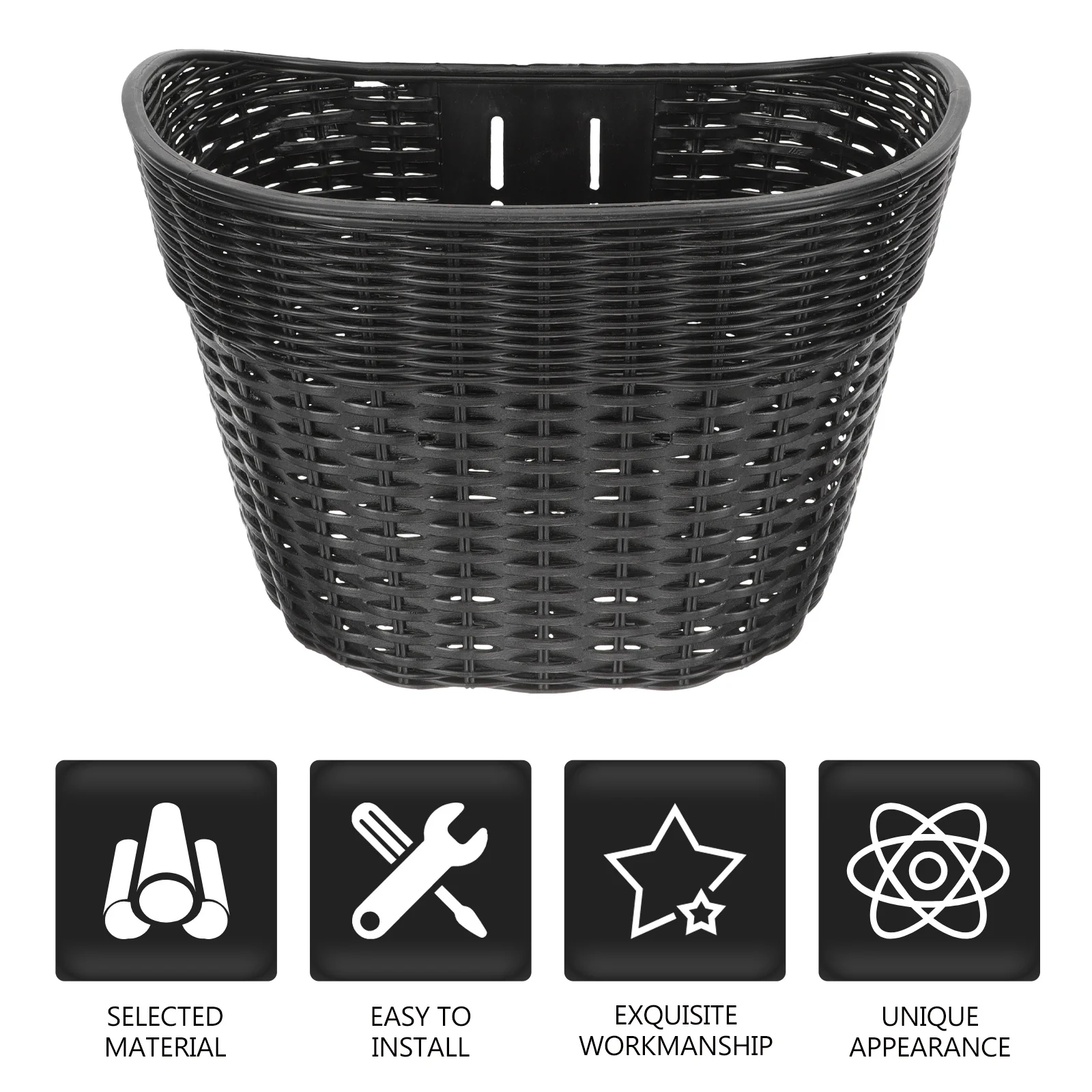 

Vintage Rattan Bike Basket Sturdy Waterproof Front Handlebar Cycling Storage Basket for Outdoor Riding Accessories