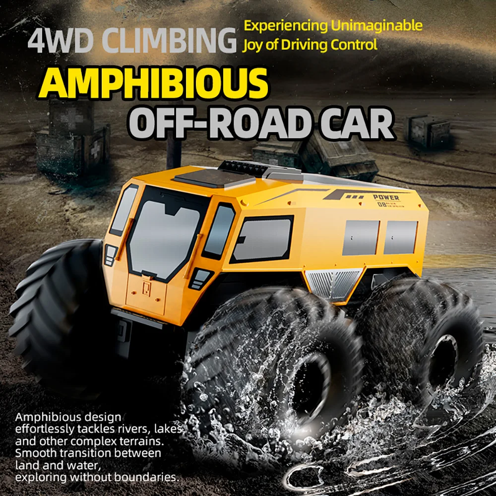 سيارة 9IMOD RC بمقياس 1/24 مقاومة للماء 4WD 2.4Ghz Q210 أرض مائية مزدوجة الوضع سيارة حيلة برمائية بمفتاح واحد لبدء سيارة RC على الطرق الوعرة #2