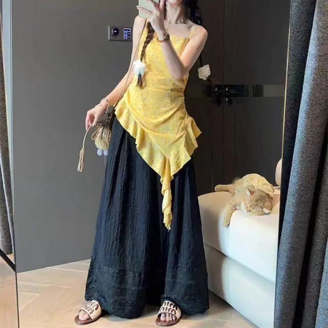 بسيطة مرنة الصناعة الثقيلة السراويل منقوشة جوفاء الدانتيل الربط كسول واسعة الساق السراويل عطلة نمط تصميم السراويل عارضة