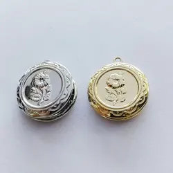 Wholesale 20pc/lot DIY Round Wild Daisy Locket Charms Copper Floating Pendant Jewelry Making Family Memories Festival Gift
