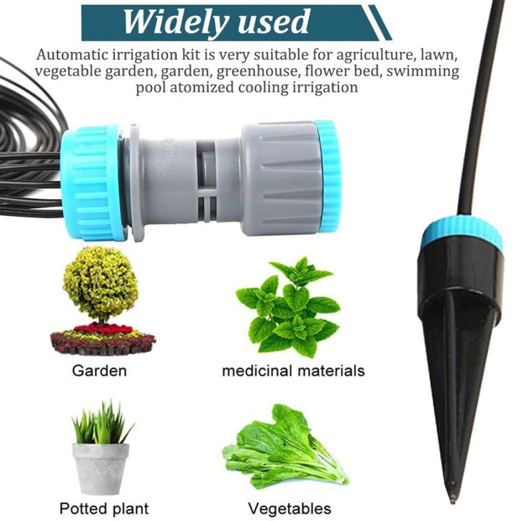 1 Set Automatisches Bewässerungssystem für den Innenbereich, Tropfbewässerungssystem mit 10 Bewässerungseinheiten, Garten- und Hofbewässerungskanne für – Detail 4