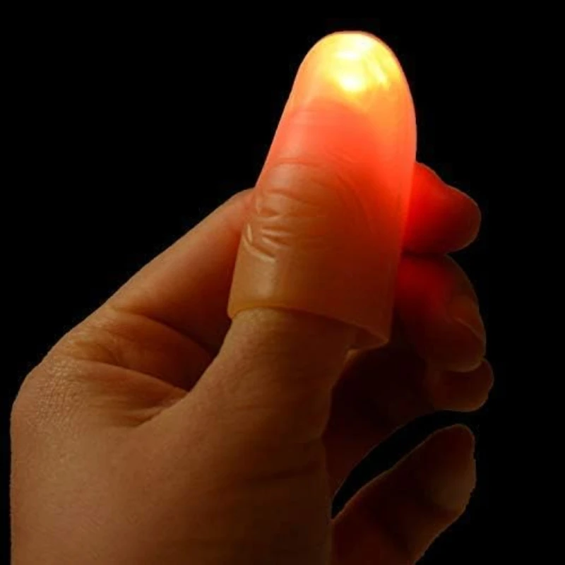 Red Light up Thumb Tips Finger Magic Tricks Fake Finger with LED Light Magia Accessories For Party Stage Illusions Gimmick Props