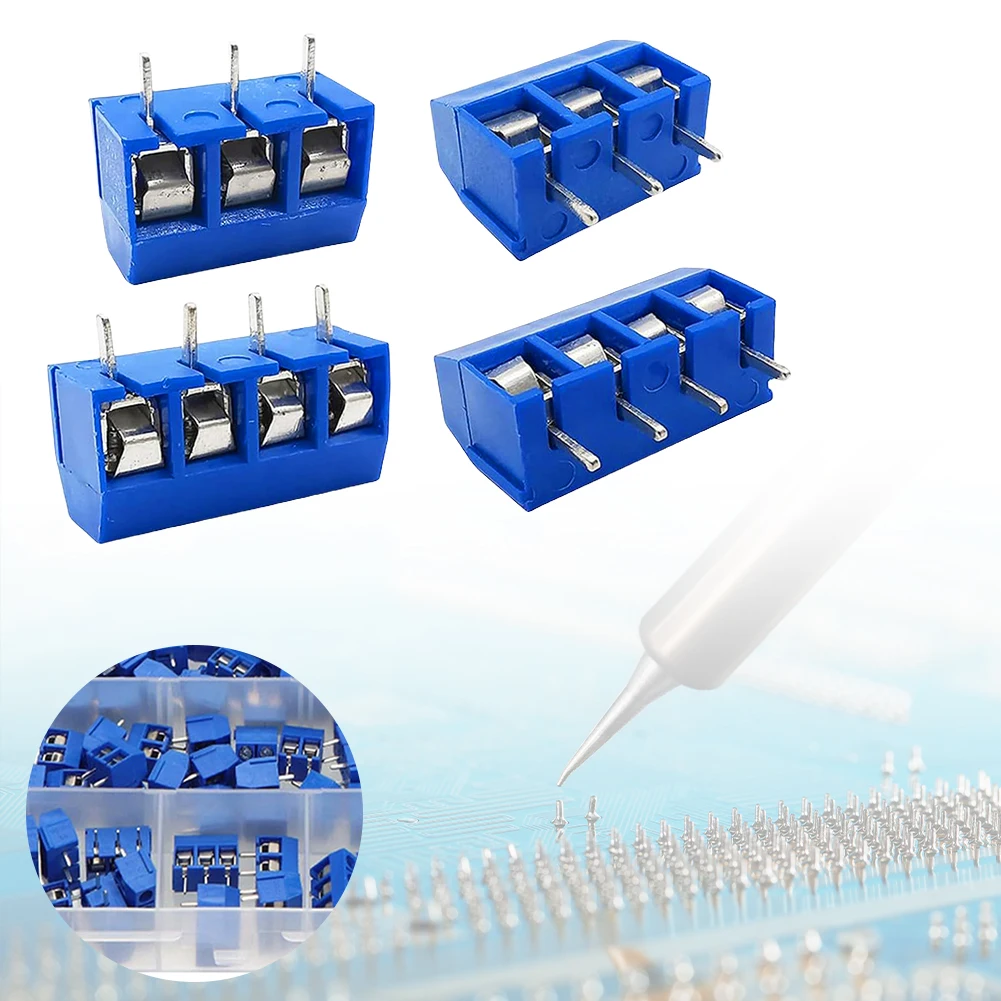 

100Pcs KF301-2P/3P/4P PCB Mount Screw Terminal Block Connector 5mm Pitch Spliceable PCB Terminal Block Connector Straight Needle