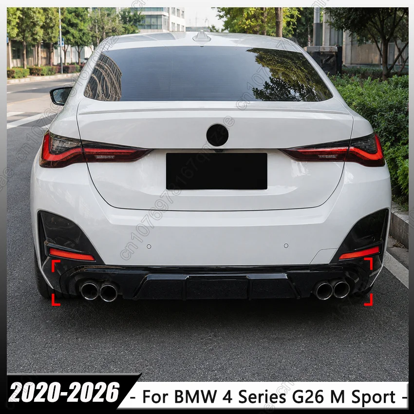 Glänzend schwarzer MP-Style Heckstoßstangen-Diffusor Hecklippen-Splitter Spoilerabdeckung für BMW 4er G26 M Sport 2020-2026