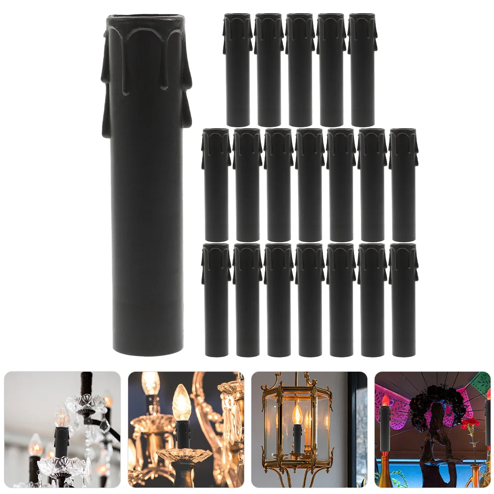 20 Pcs Teardrop Plastic Sleeve Chandelier Light Covers Dripping Water Socket Accessories For Sleeves