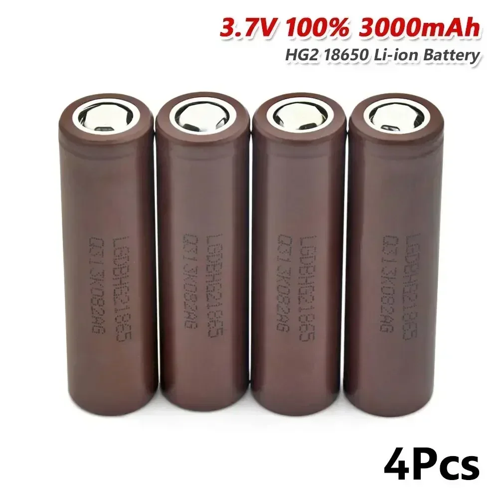 100% original brand new HG2 18650 3000mah battery 3.7v discharge 20a dedicated to HG2 rechargeable battery+charger