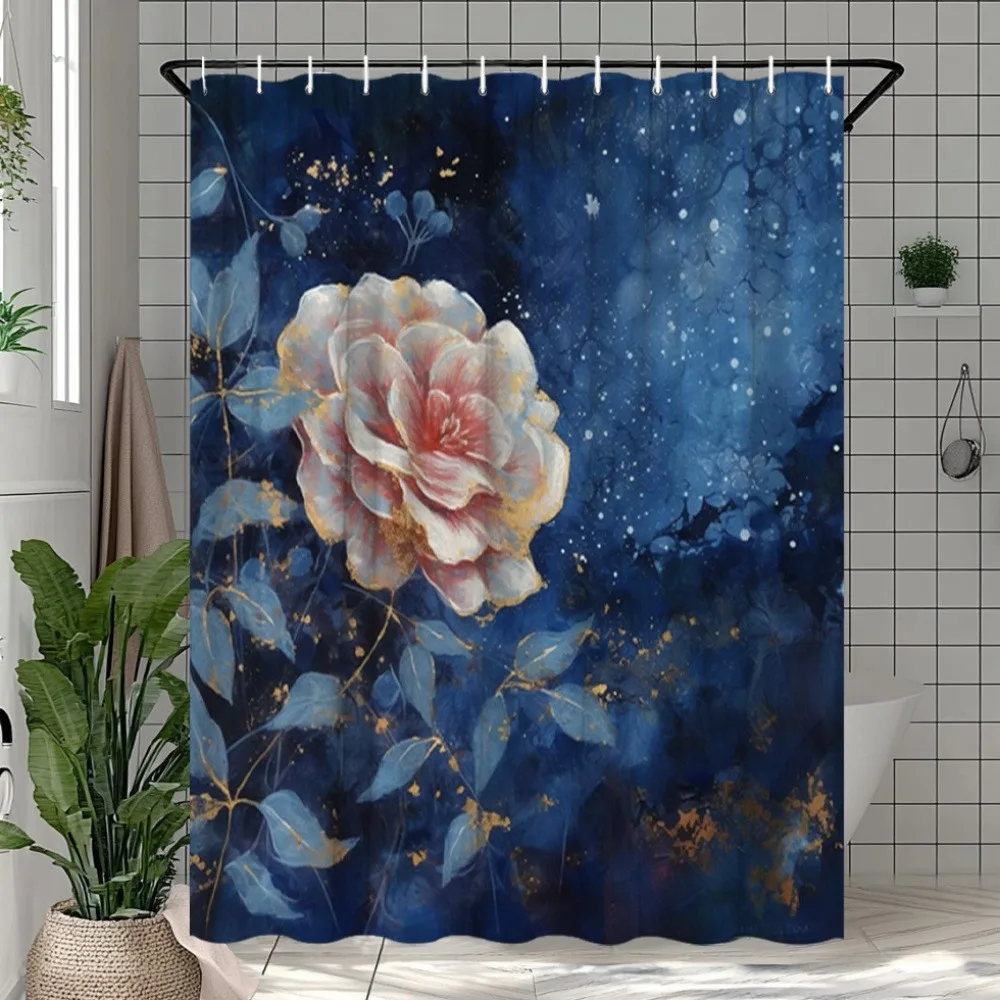 

Pink roses and Venus Shower Curtain Washable Dirt-Resistant Shower Head waterproof Polyester Bath Curtain For Home Decor