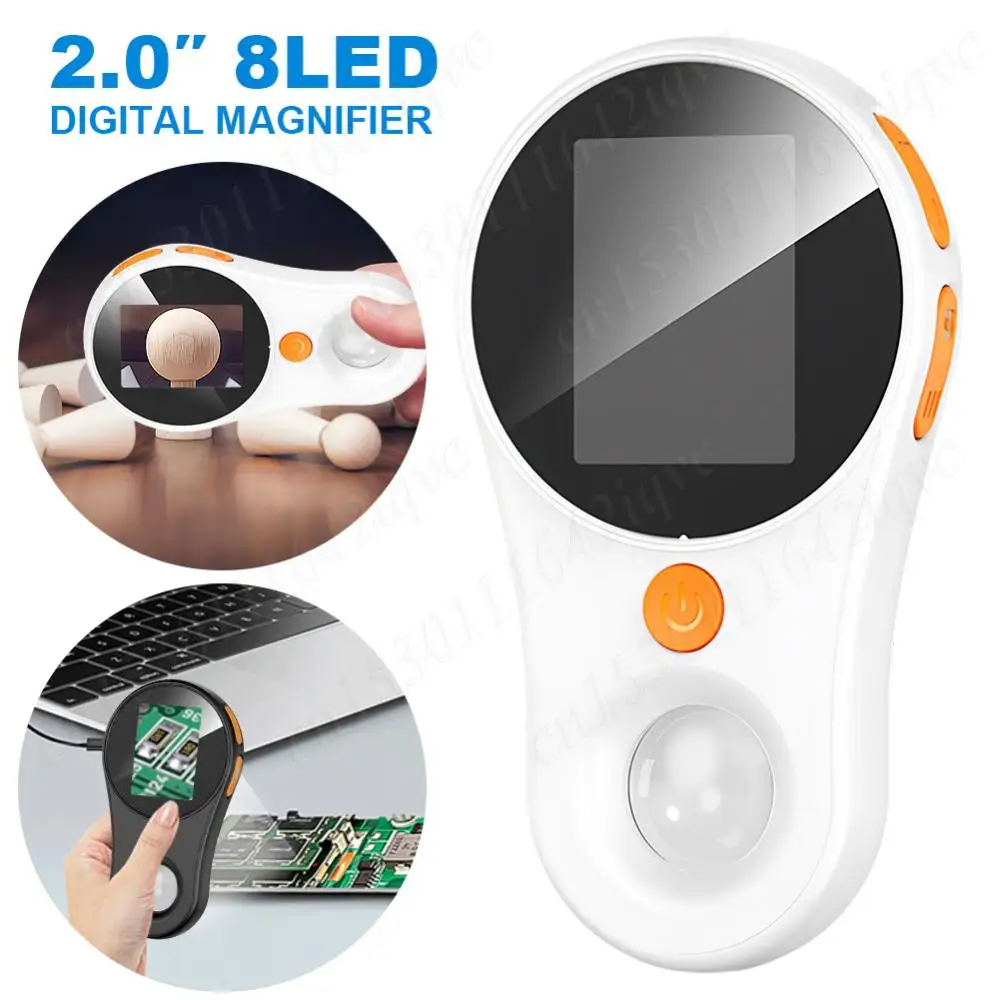 500X Magnification Digital Microscope Portable Microscope Camera Electronic Coin Magnifier 2MP Magnifying Glass with 8 LED Light