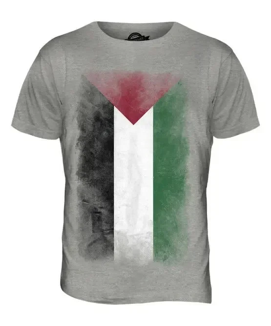 Palestine Faded Flag Men\'S T-Shirt Cotton T Shirt Top Palestine Gift Casual Fashion Short Sleeve Breathable Clothing Top