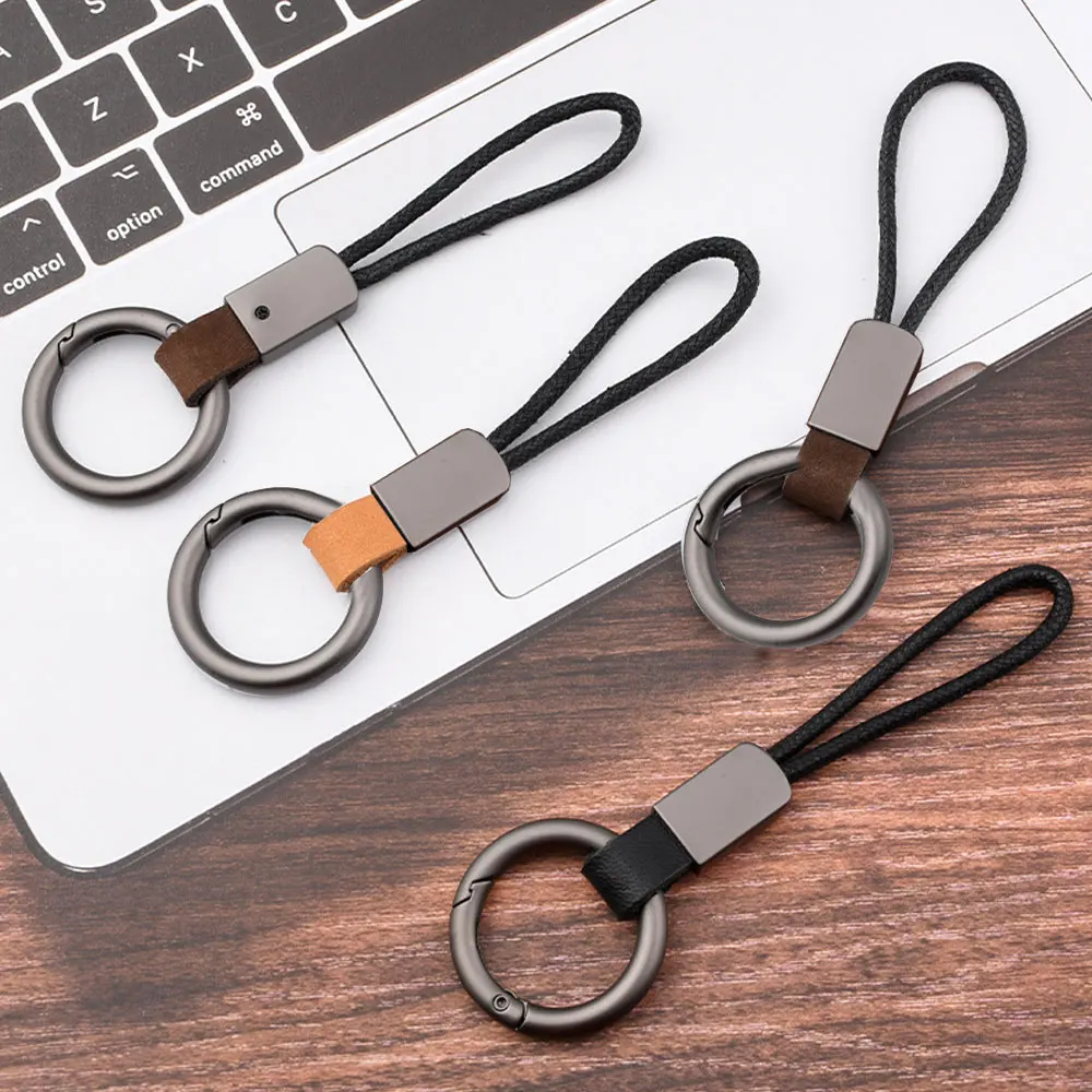 

1Pc Genuine Leather Keychains Simple Lanyard Keyring Men Women Fashion Car Key Holder Key Cover Auto Accessories Gifts