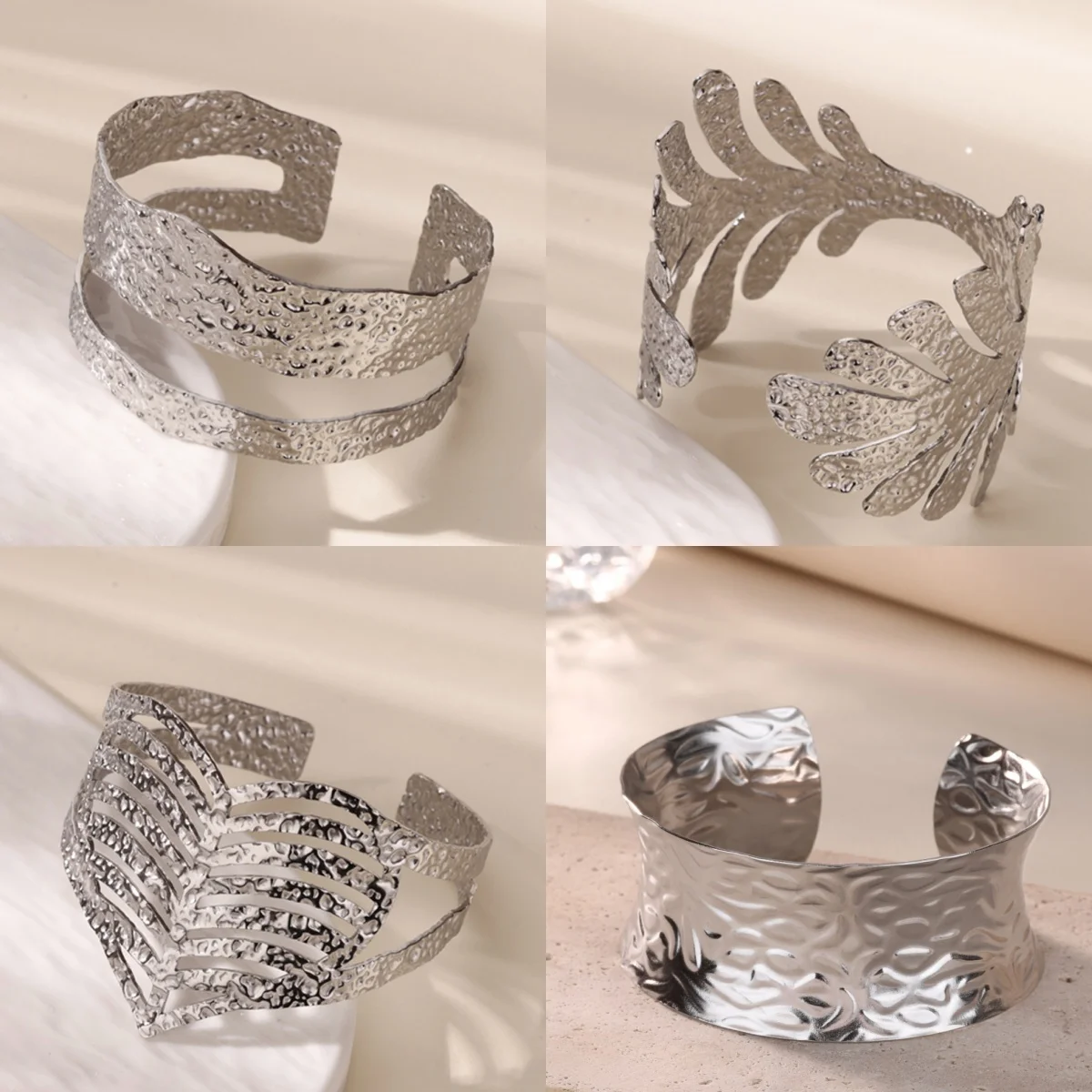 Klassische florale geometrische Damenarmbänder aus Edelstahl mit Blattmuster, Schmuck, Geschenk, kostenloser Versand