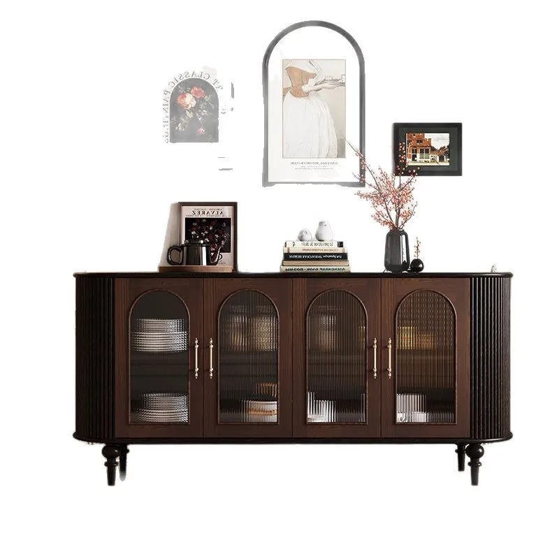 

Retro modern dining side simple storage wall solid wood locker French entrance living room tea household wine cabinet