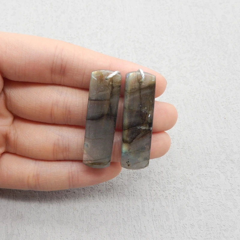 

Natural Stone Labradorite Earring Beads for DIY Jewelry Making Gemstone Accessories 40x12x5mm 10.97g