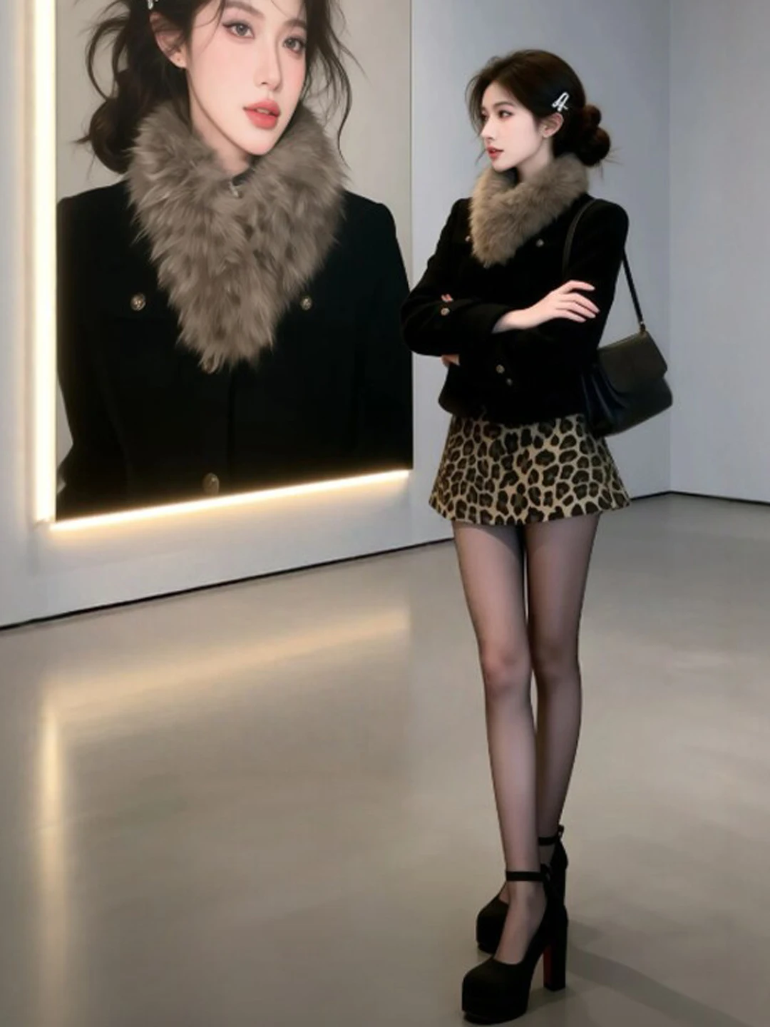 

Retro Faion Bla Coat And Skirt Two-Piece Set Spring Collection Age-Defng High-Quali Korean Sle Women's Outfit