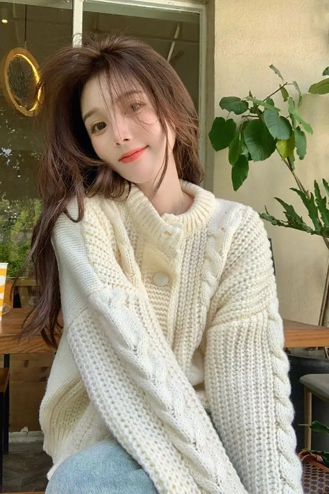 

Свитера Джемперы Кардиганы Женские иллюзии из чистой шерсти Сладкий узор Обычный американский стиль Студенческий консервативный кампус Классический спорт