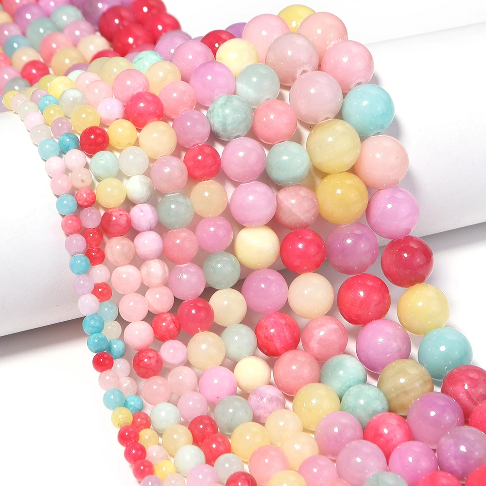 Ca. 30–60 Stück, 4–12 mm, gelbe Jade-Chalcedon-Perlen, Natursteinperlen, Edelstein-Abstandsperlen für die Schmuckherstellung, DIY-Armband – Detail 10