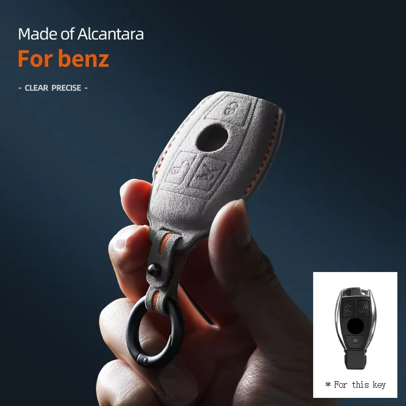 For Mercedes Benz CLS CLA GL R SLK AMG A B C S Class Car key case Alcantara Suede Smart Remote Keychain Protector Accessories