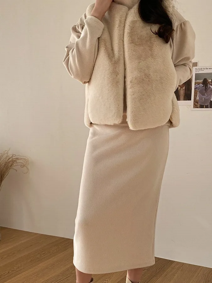 Winter Aosphere Women's Vest Luxury mat Plu Faux Fur Jaet Trendy Versatile Outerwear Soft Cozy Faionable