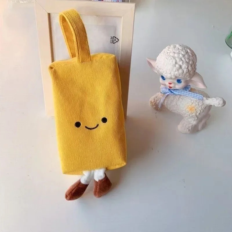 Koreaans zacht flanellen etui met borduursel - schattig smileygezichtontwerp 3D-handvat met grote capaciteit en zijzakken
