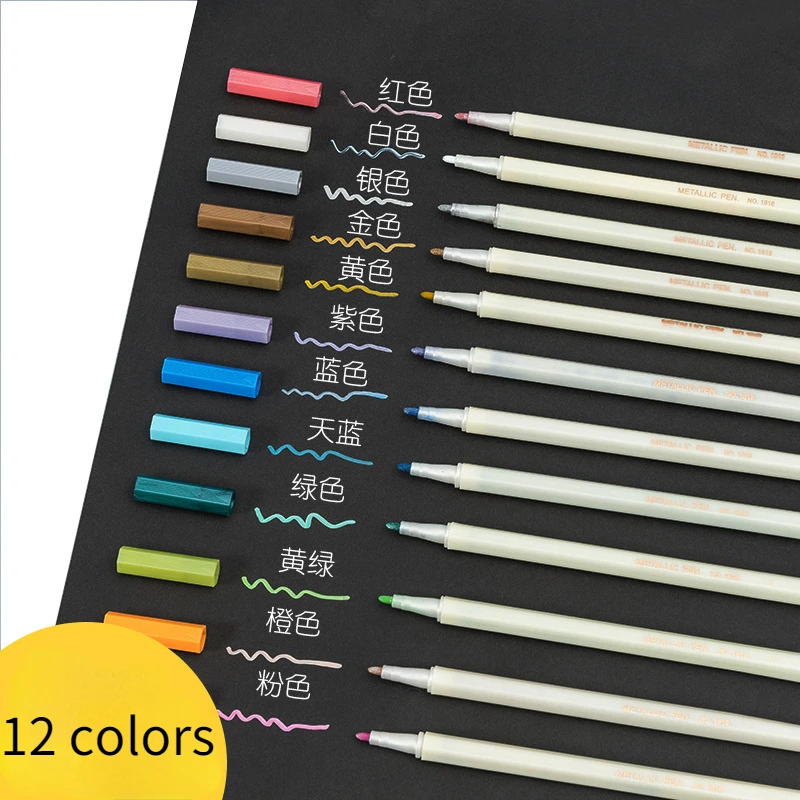 6/12pcs Wax Seal Coloring Pen Metal Graffiti Marking Pen DIY Student Ledger Scrapbook Stationery Hand-painting Coloring Tool