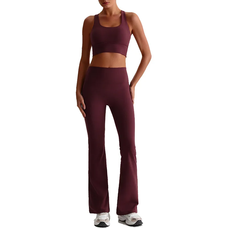 

Jenny&dave Tight Naked Brushed Yoga Set, Quick Drying Fitness Wide Leg Pants, Outdoor Running Sports Set, Women's