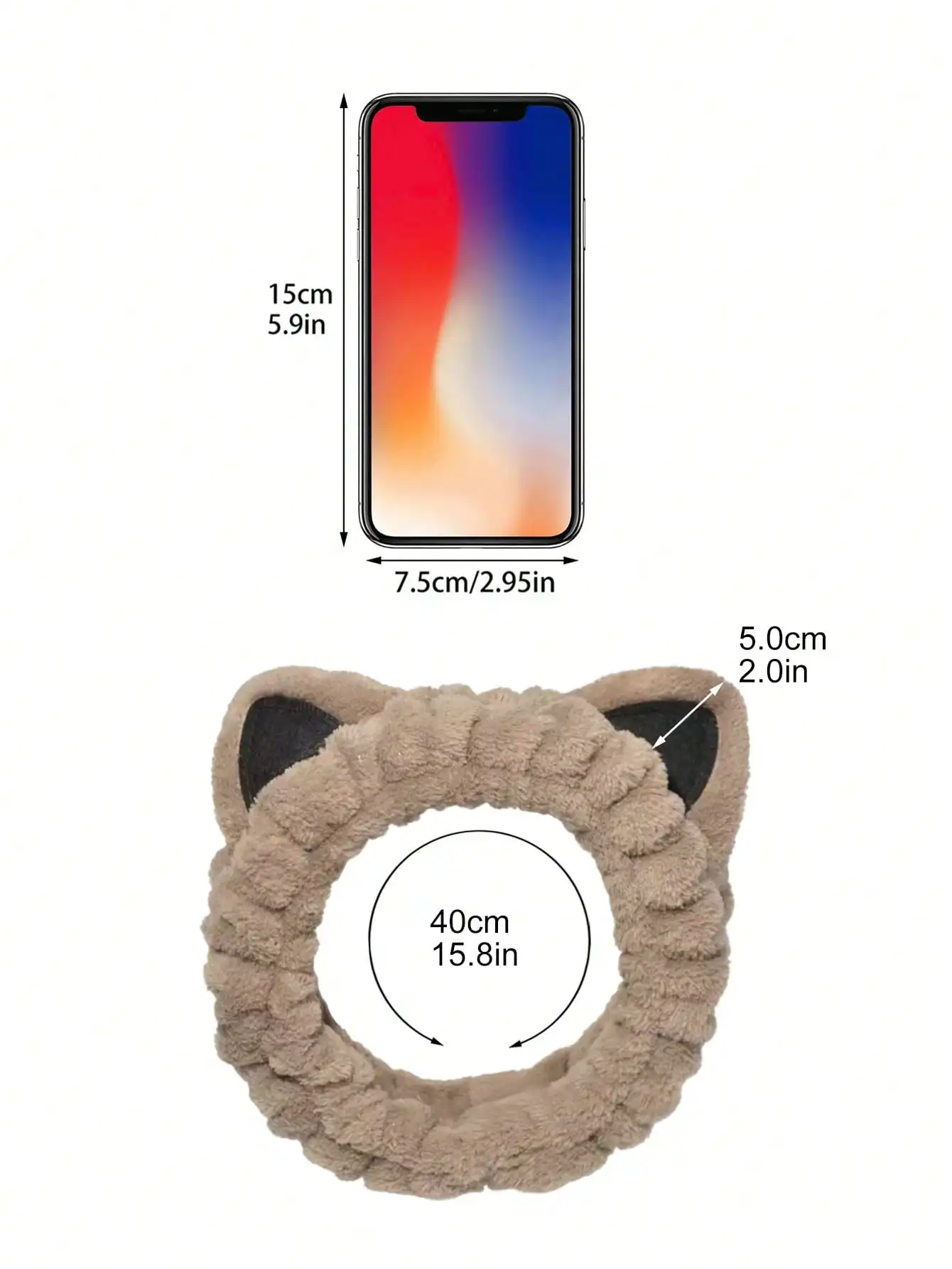 Neues braunes Korallen-Fleece-Katzenohr-Stirnband für Frauen, weiches, bequemes Haarband, niedliches modisches Haar-Accessoire für Make-up, Gesichtswäsche – Detail 4