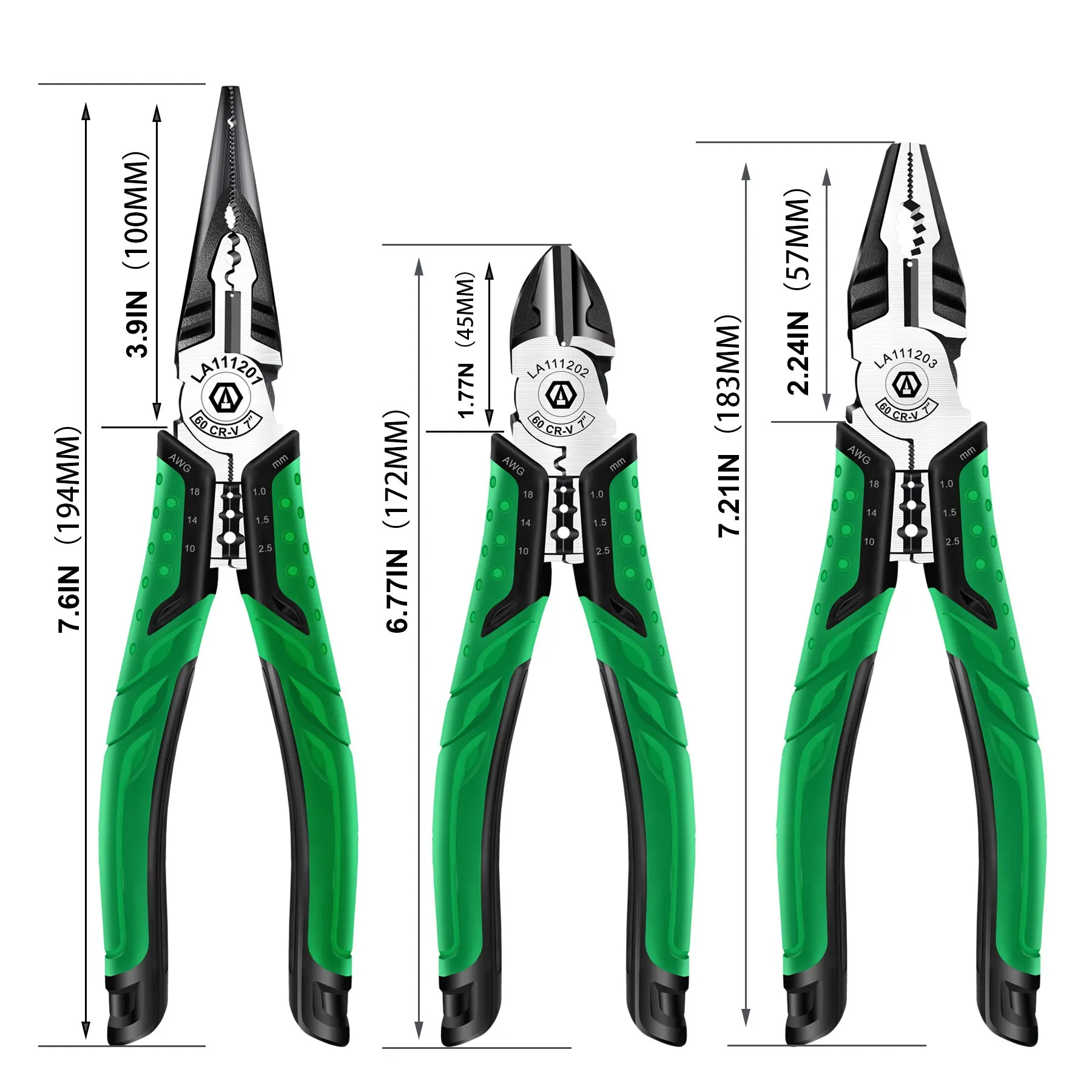 LAOA Multifunction Wire Stripper Diagonal Pliers Wire Cutter Long Nose Pliers Side Cutter Cable Shears Electrician Hand Tools