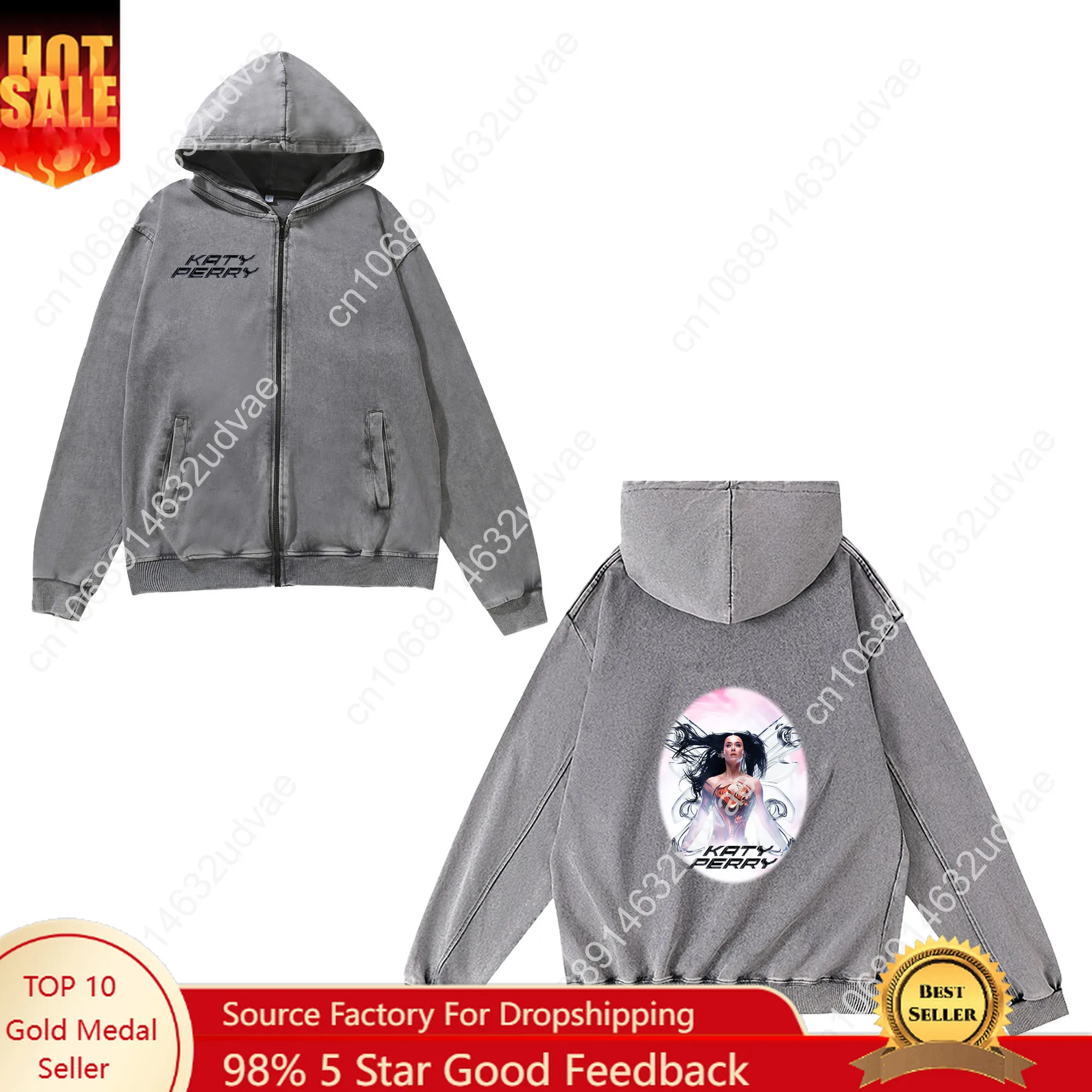 

Katy Perry Zipper Sweatshirt Man Woman Teenager Retro Hoodies Vintage Pullover Sweat Shirt with Pocket Full Zip Jacket Tops