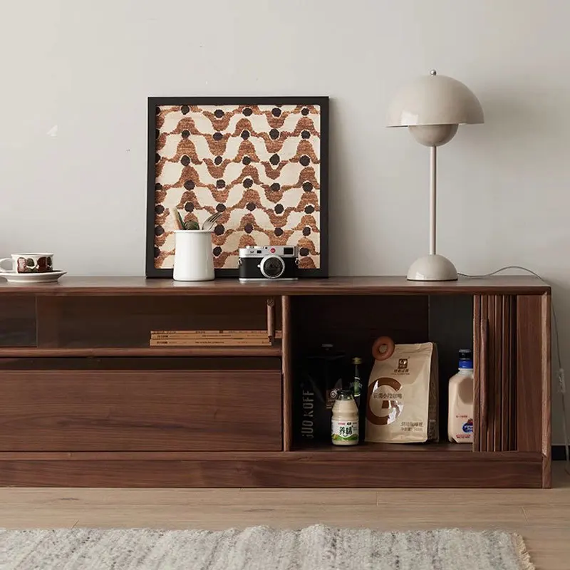 Mobile TV interamente in legno massello di noce nera nordamericana piccolo appartamento