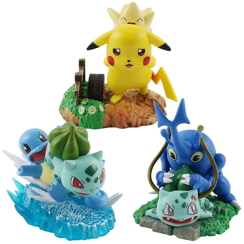 New Pokemon Pikachu Bulbasaur Heracross PVC Action Figure Anime Statue Collectible Car Decoration GK Model Toy For Birthday Gift