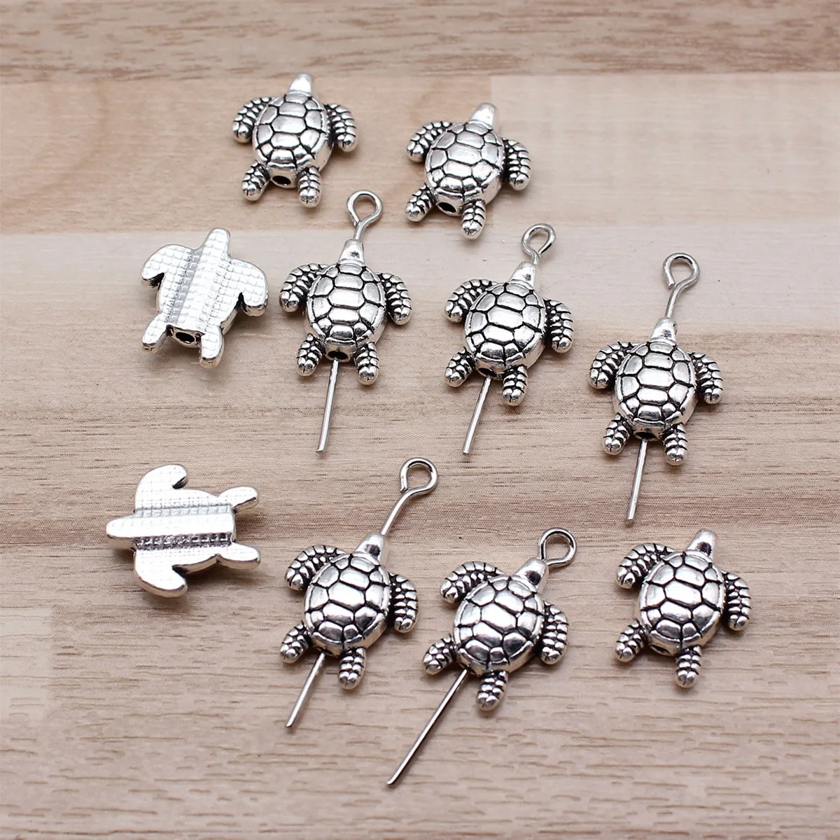 IFOCUS 10pcs/Lot Tortoise Small Hole Beads For DIY Jewelry Making Zinc Alloy 14x12mm/0.55x0.47inch