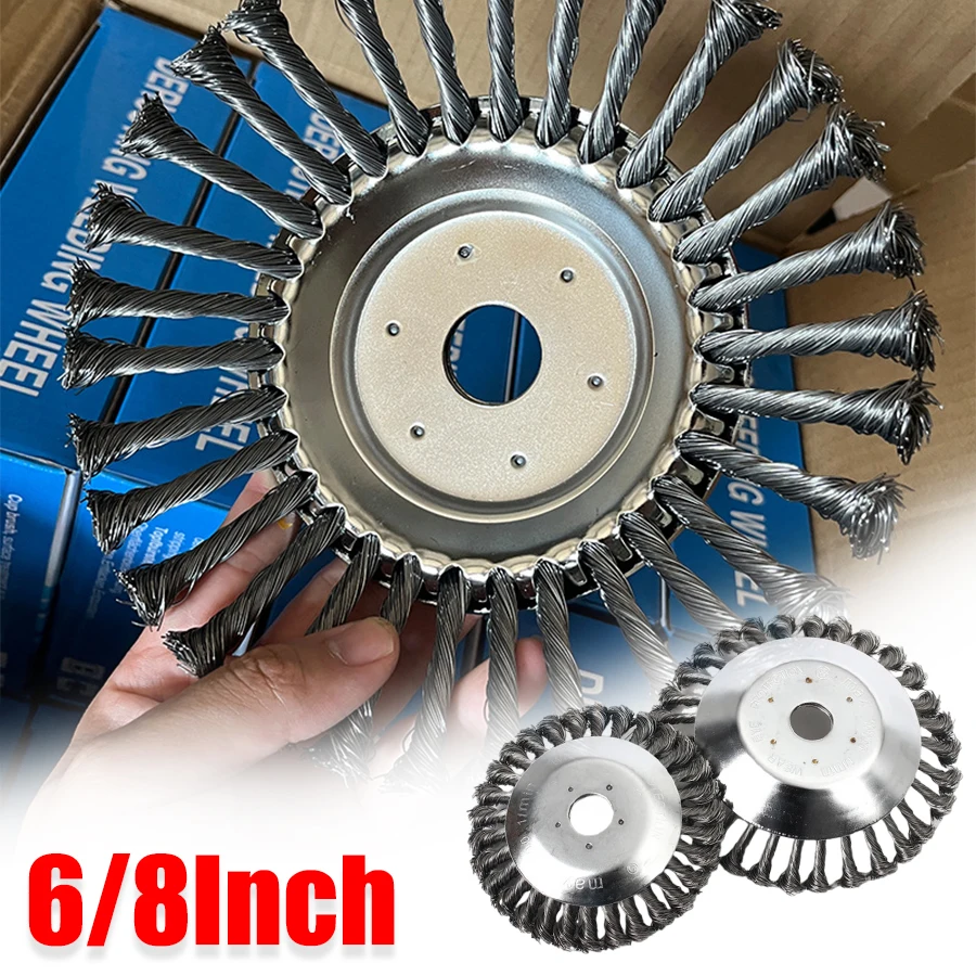 Upgrade 6Inch 8Inch Universal Weed Brush Cutter Head Steel Wire Wheel Brush Garden Trimmer Head for Garden Stone Cracks